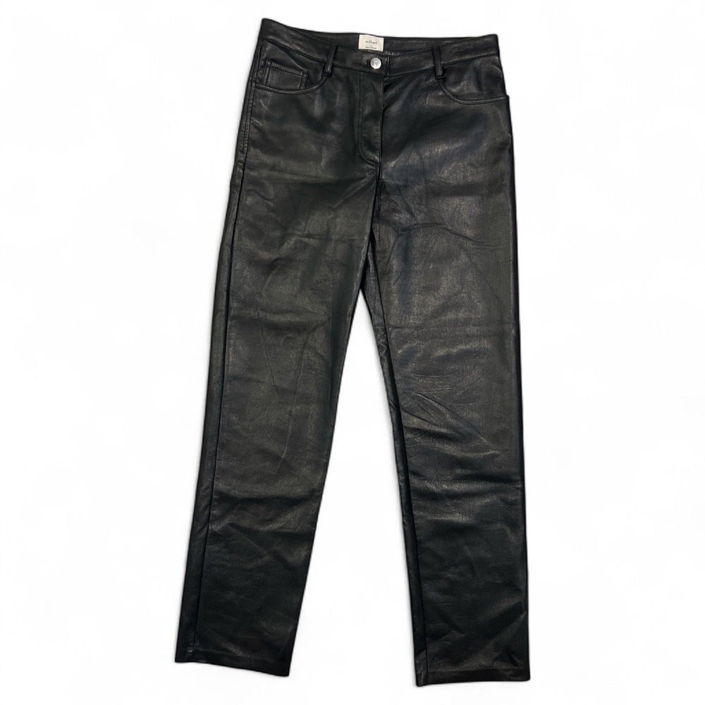 Wilfred | Black Faux‎ Leather Pants Straight Leg Mid Rise Size 8 Goth Punk Rock